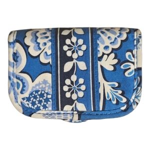 Retired Vera Bradley Blue Lagoon Mini Bifold Wallet Card Holder 4"x 3"